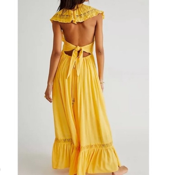 Free People Moonlight Ocean Maxi Dress in Yellow NWOT - Picture 2 of 6
